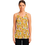 Yellow Llama Pattern Print Women's Racerback Tank Top