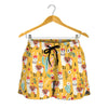 Yellow Llama Pattern Print Women's Shorts