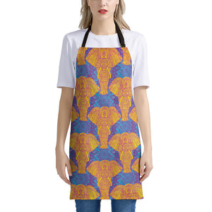 Yellow Mandala Elephant Pattern Print Apron