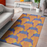 Yellow Mandala Elephant Pattern Print Area Rug