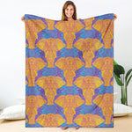 Yellow Mandala Elephant Pattern Print Blanket