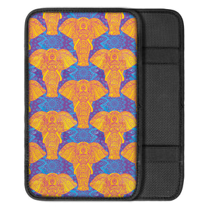 Yellow Mandala Elephant Pattern Print Car Center Console Cover