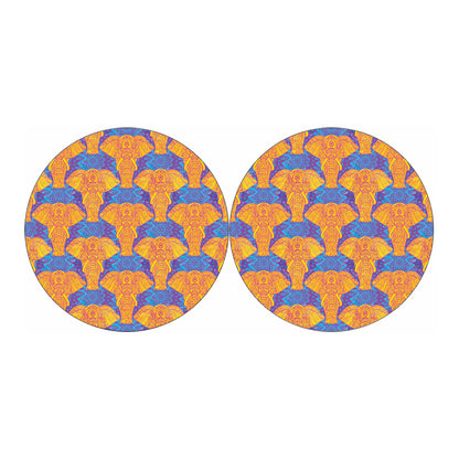Yellow Mandala Elephant Pattern Print Car Coasters
