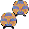 Yellow Mandala Elephant Pattern Print Car Headrest Covers