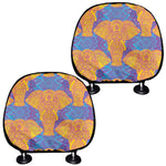 Yellow Mandala Elephant Pattern Print Car Headrest Covers
