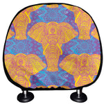 Yellow Mandala Elephant Pattern Print Car Headrest Covers
