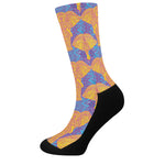 Yellow Mandala Elephant Pattern Print Crew Socks