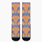 Yellow Mandala Elephant Pattern Print Crew Socks