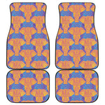 Yellow Mandala Elephant Pattern Print Front and Back Car Floor Mats