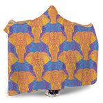 Yellow Mandala Elephant Pattern Print Hooded Blanket