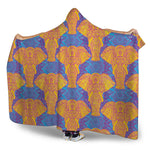 Yellow Mandala Elephant Pattern Print Hooded Blanket