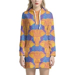 Yellow Mandala Elephant Pattern Print Hoodie Dress