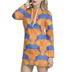 Yellow Mandala Elephant Pattern Print Hoodie Dress