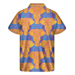 Yellow Mandala Elephant Pattern Print Men's Short Sleeve Shirt