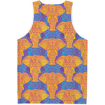 Yellow Mandala Elephant Pattern Print Men's Tank Top