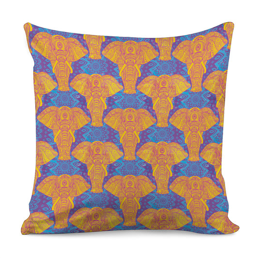 Yellow Mandala Elephant Pattern Print Pillow Cover