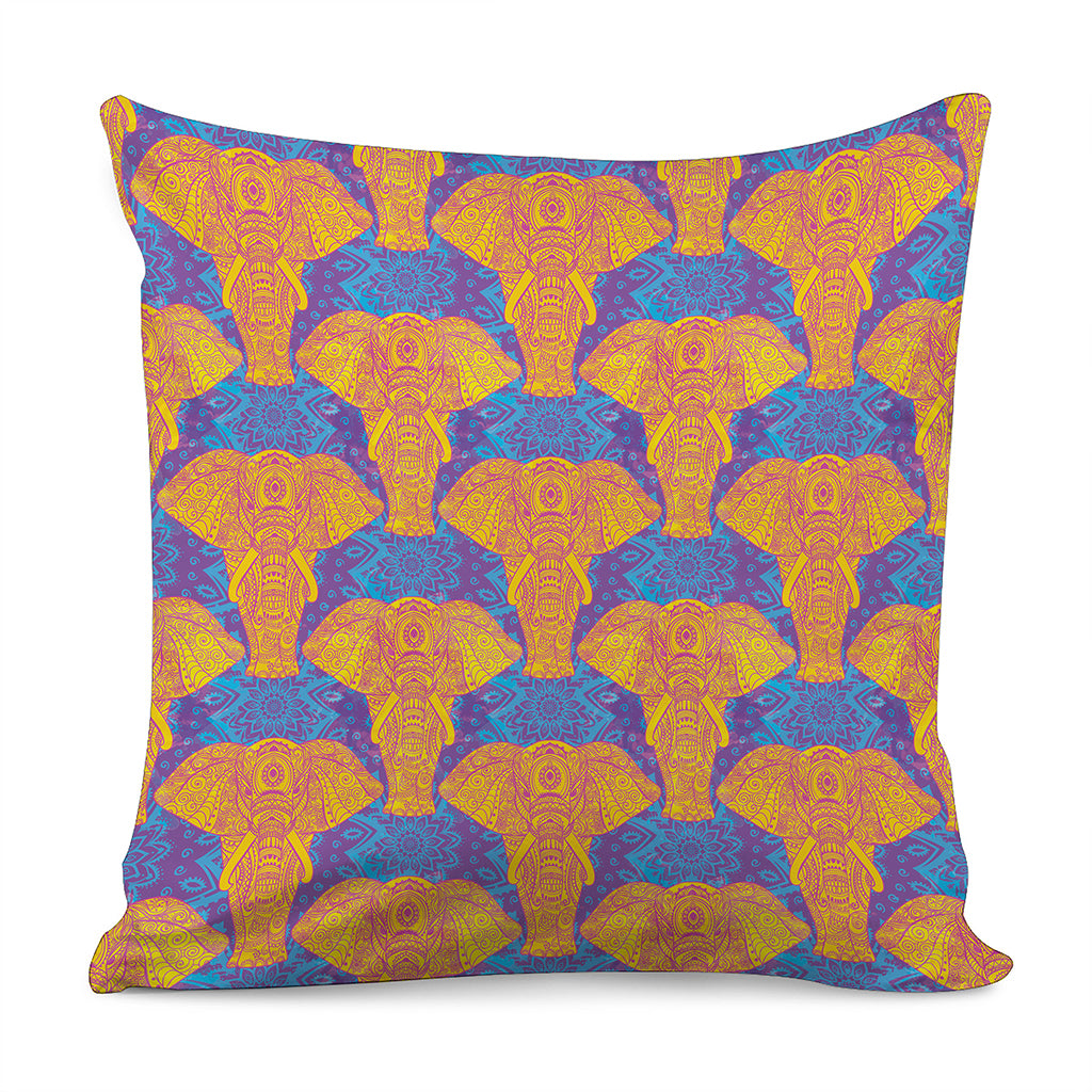 Yellow Mandala Elephant Pattern Print Pillow Cover