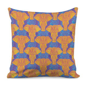 Yellow Mandala Elephant Pattern Print Pillow Cover