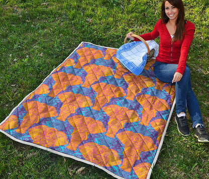 Yellow Mandala Elephant Pattern Print Quilt