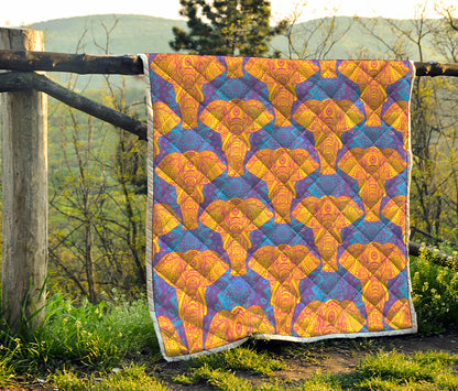 Yellow Mandala Elephant Pattern Print Quilt
