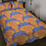 Yellow Mandala Elephant Pattern Print Quilt Bed Set