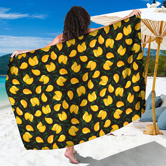 Yellow Mango Fruit Pattern Print Beach Sarong Wrap