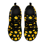 Yellow Mango Fruit Pattern Print Black Sneakers