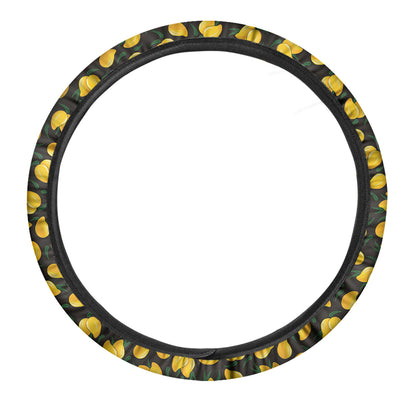 Yellow Mango Fruit Pattern Print Car Steering Wheel Cover
