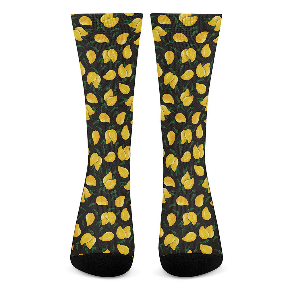 Yellow Mango Fruit Pattern Print Crew Socks