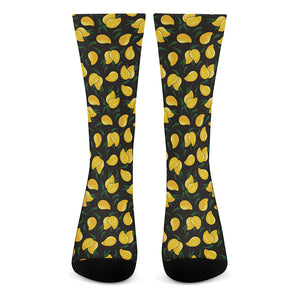 Yellow Mango Fruit Pattern Print Crew Socks