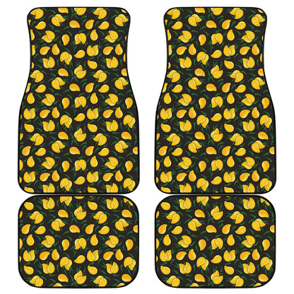 Yellow Mango Fruit Pattern Print Front and Back Car Floor Mats