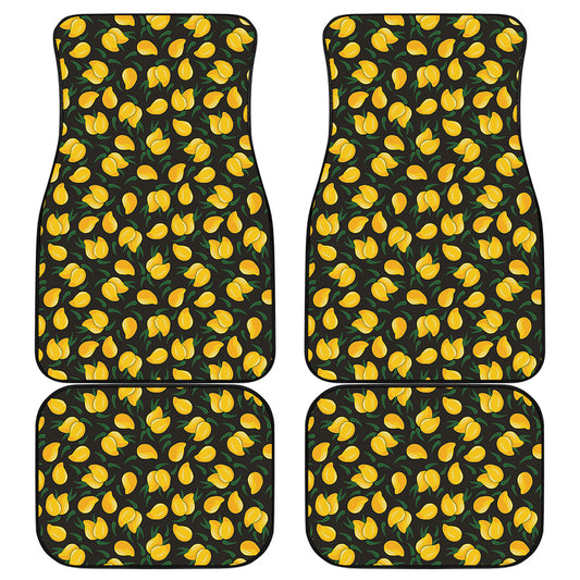 Yellow Mango Fruit Pattern Print Front and Back Car Floor Mats