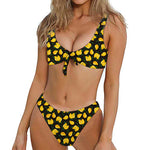 Yellow Mango Fruit Pattern Print Front Bow Tie Bikini