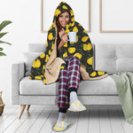 Yellow Mango Fruit Pattern Print Hooded Blanket