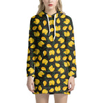 Yellow Mango Fruit Pattern Print Hoodie Dress