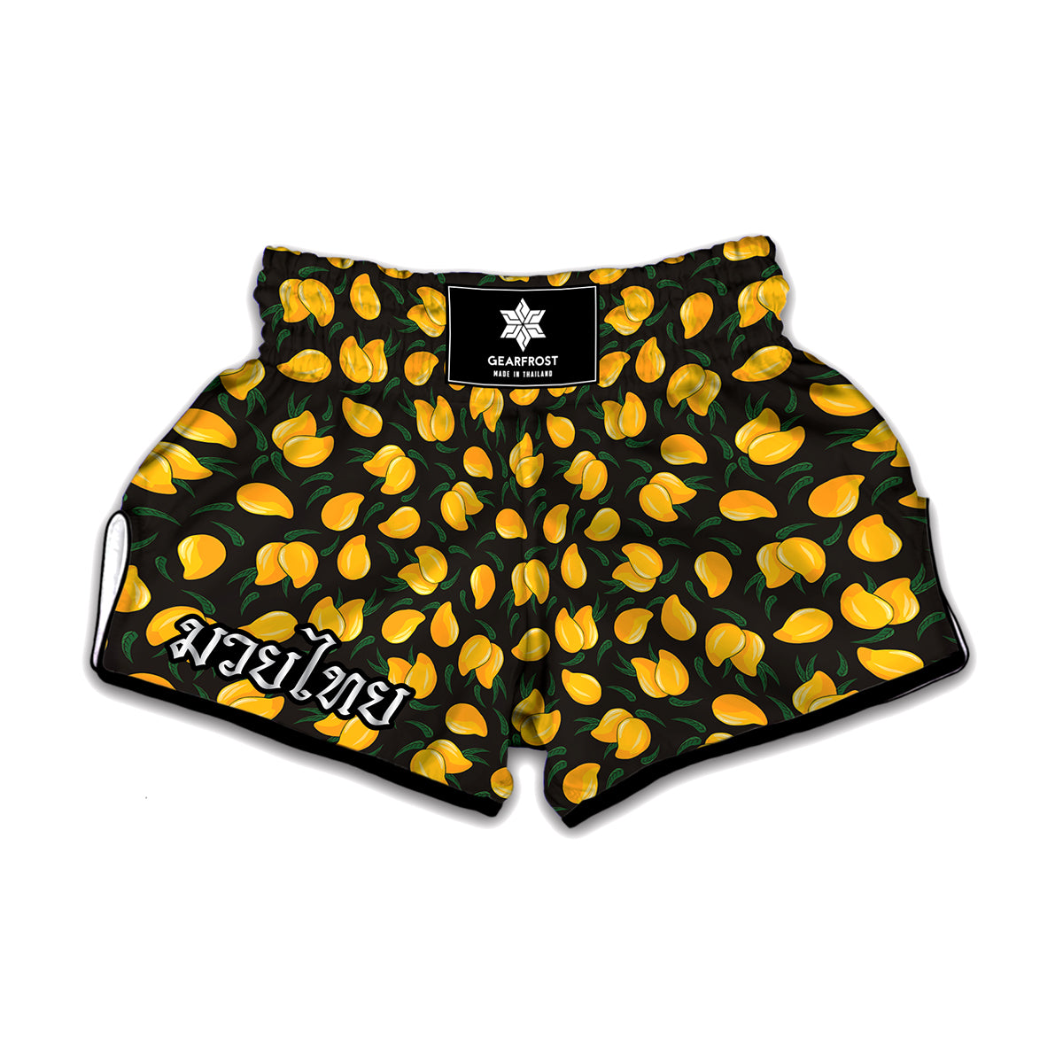 Yellow Mango Fruit Pattern Print Muay Thai Boxing Shorts