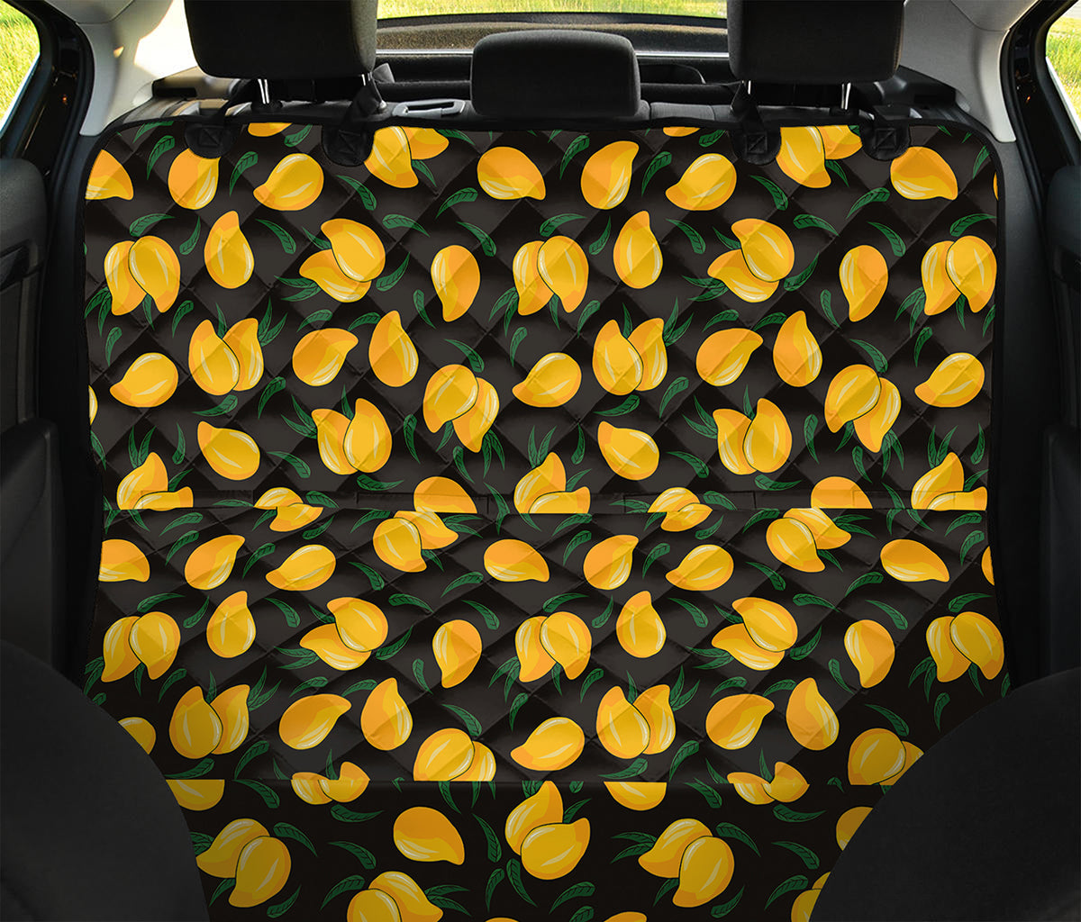 Yellow Mango Fruit Pattern Print Pet Car Back Seat Cover