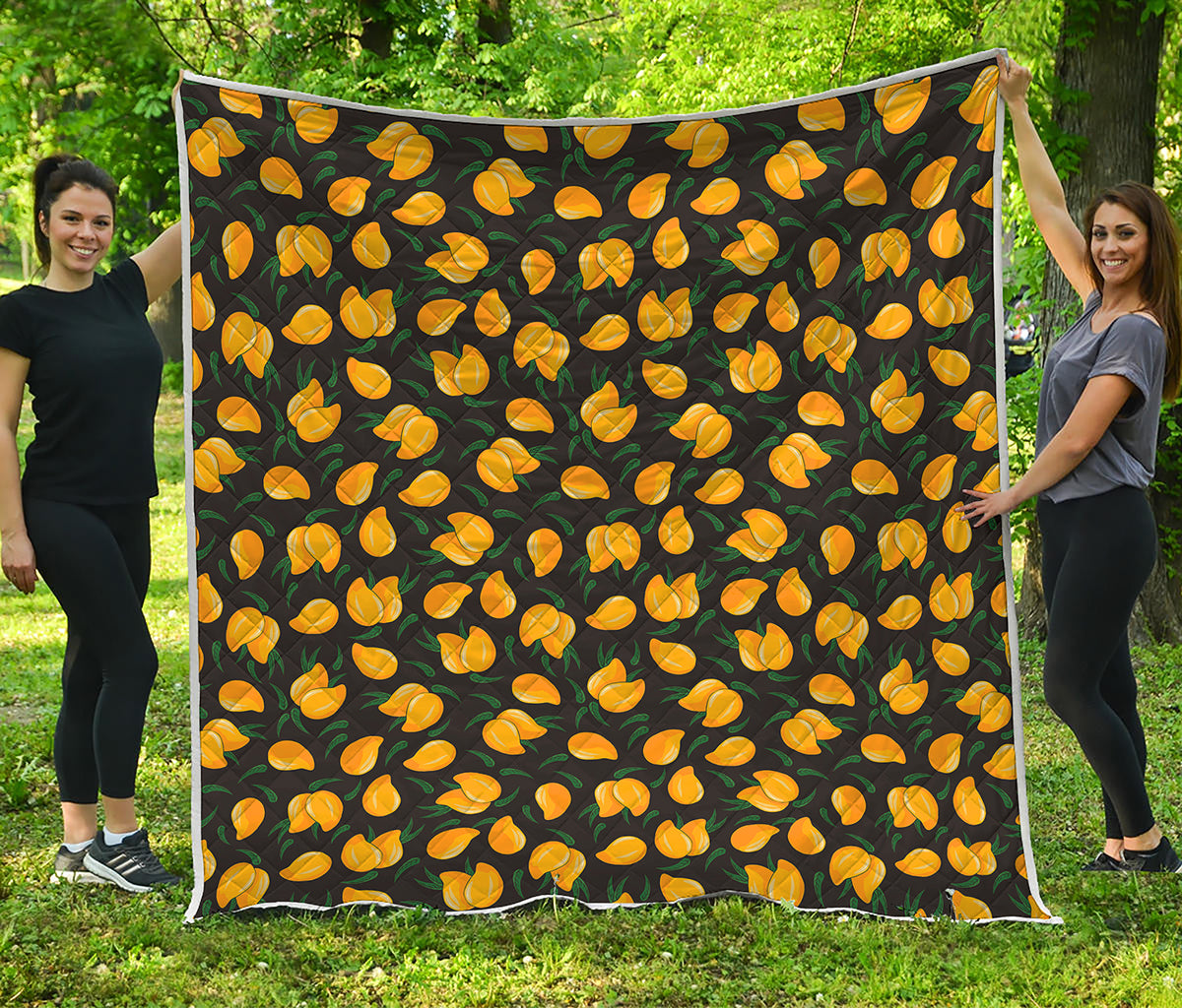Yellow Mango Fruit Pattern Print Quilt