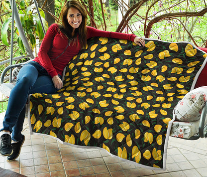 Yellow Mango Fruit Pattern Print Quilt