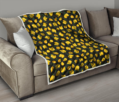 Yellow Mango Fruit Pattern Print Quilt