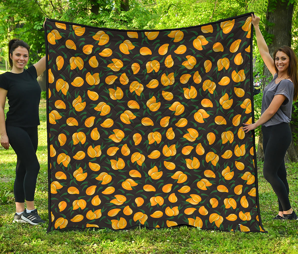 Yellow Mango Fruit Pattern Print Quilt