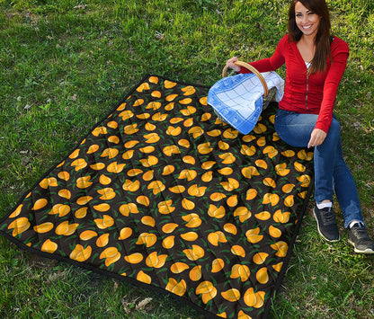 Yellow Mango Fruit Pattern Print Quilt