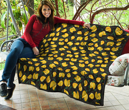 Yellow Mango Fruit Pattern Print Quilt