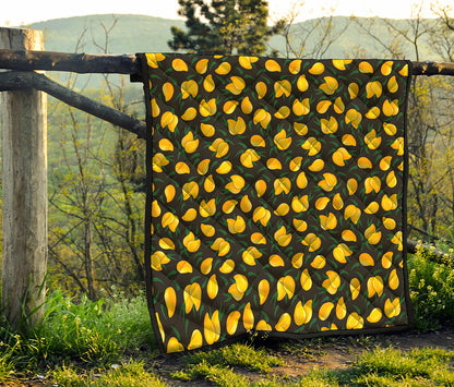 Yellow Mango Fruit Pattern Print Quilt