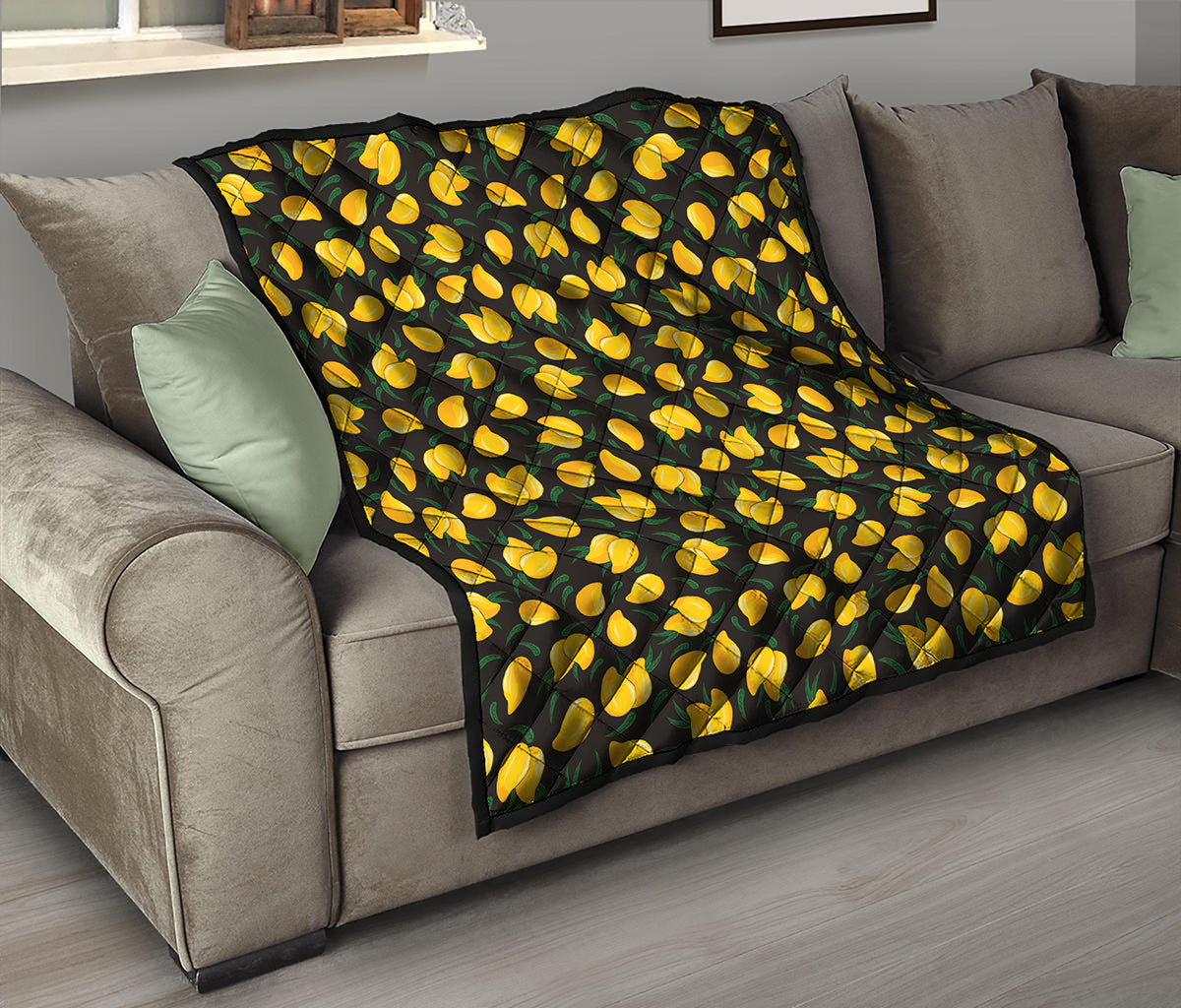 Yellow Mango Fruit Pattern Print Quilt