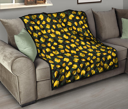 Yellow Mango Fruit Pattern Print Quilt
