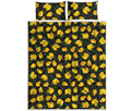 Yellow Mango Fruit Pattern Print Quilt Bed Set