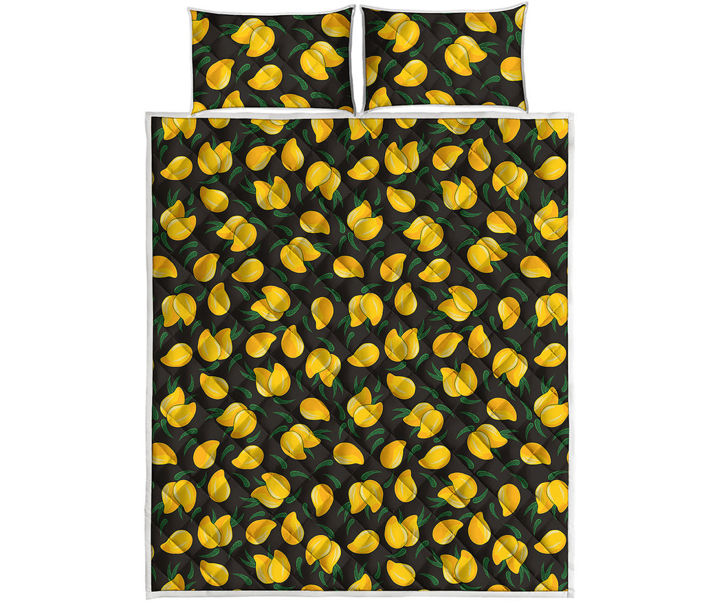 Yellow Mango Fruit Pattern Print Quilt Bed Set