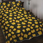 Yellow Mango Fruit Pattern Print Quilt Bed Set