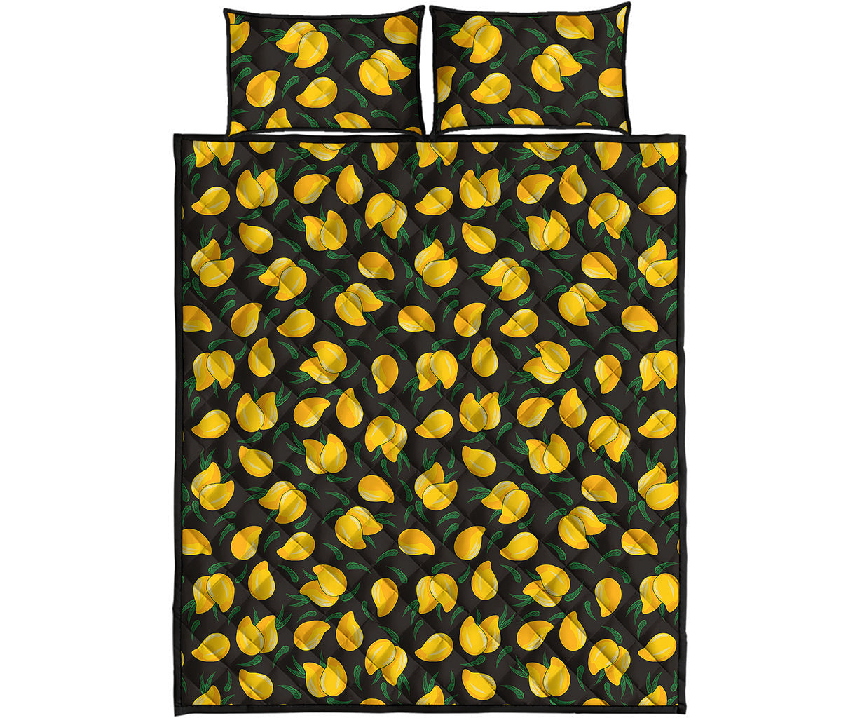 Yellow Mango Fruit Pattern Print Quilt Bed Set